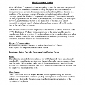 Final Premium Audits
