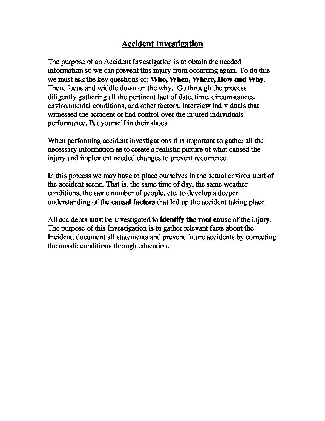 Accident Investigation
