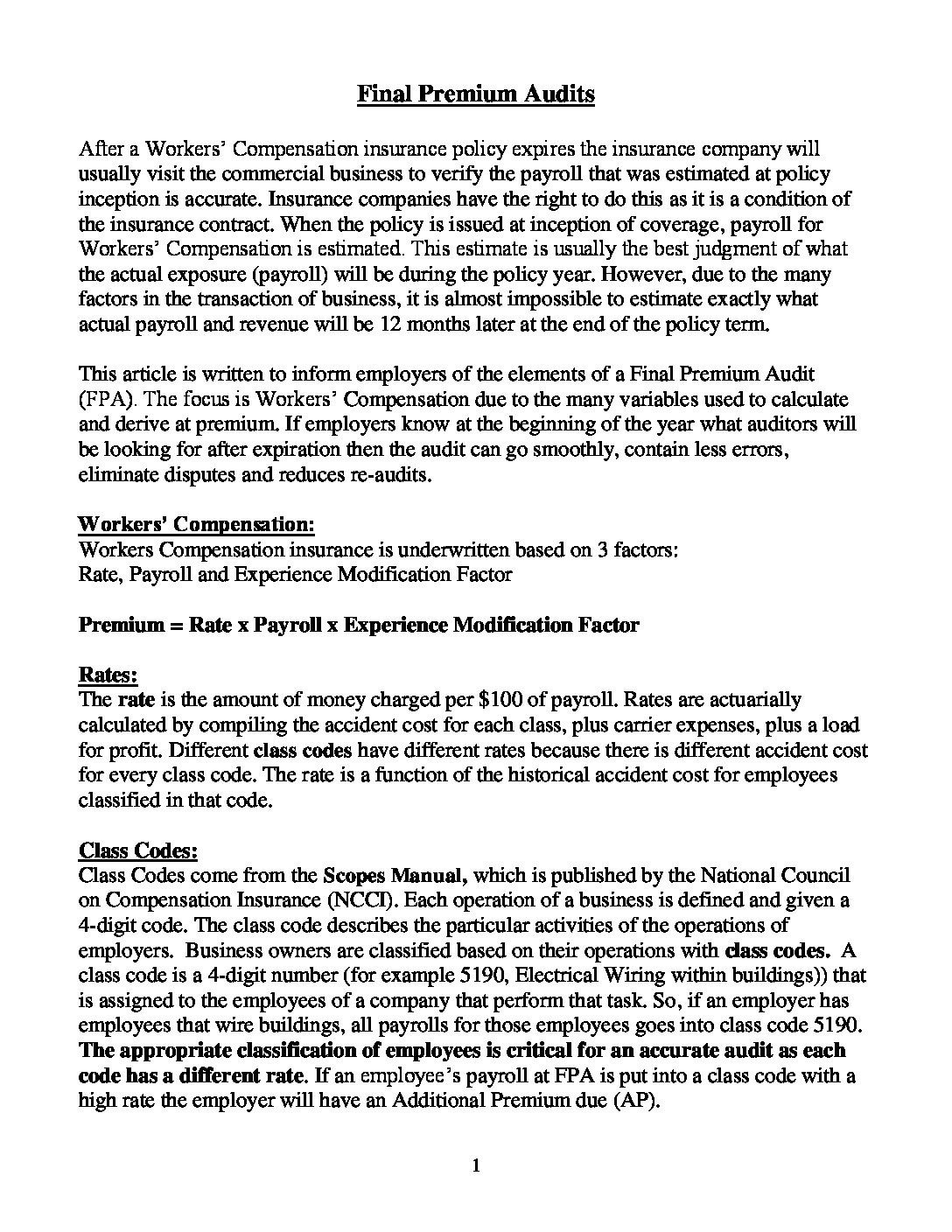 Final Premium Audits revised 2016