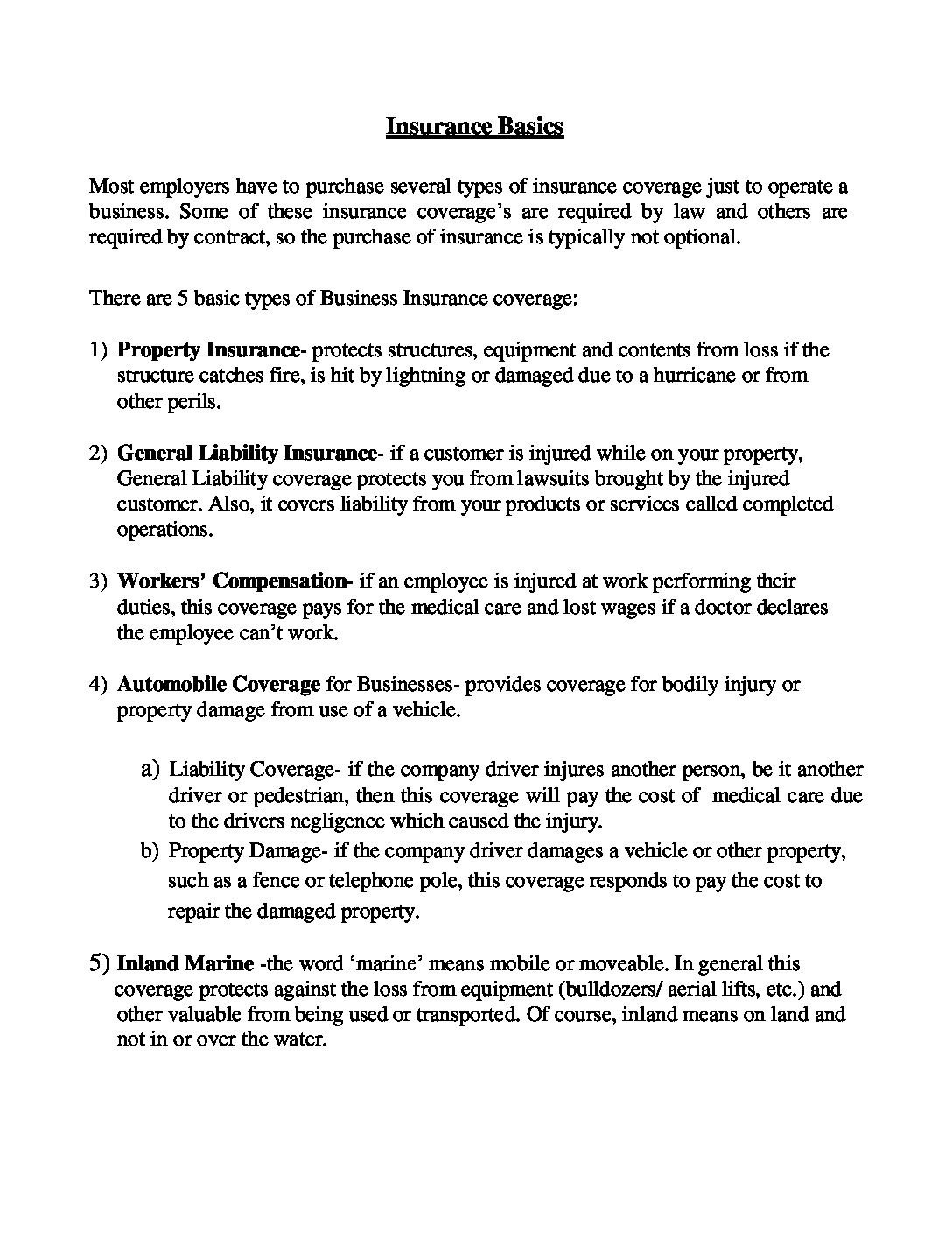 Insurance Basics