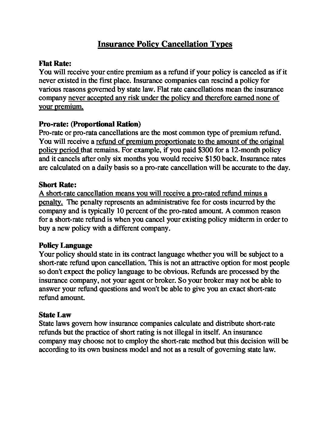 Insurance Policy Cancellations