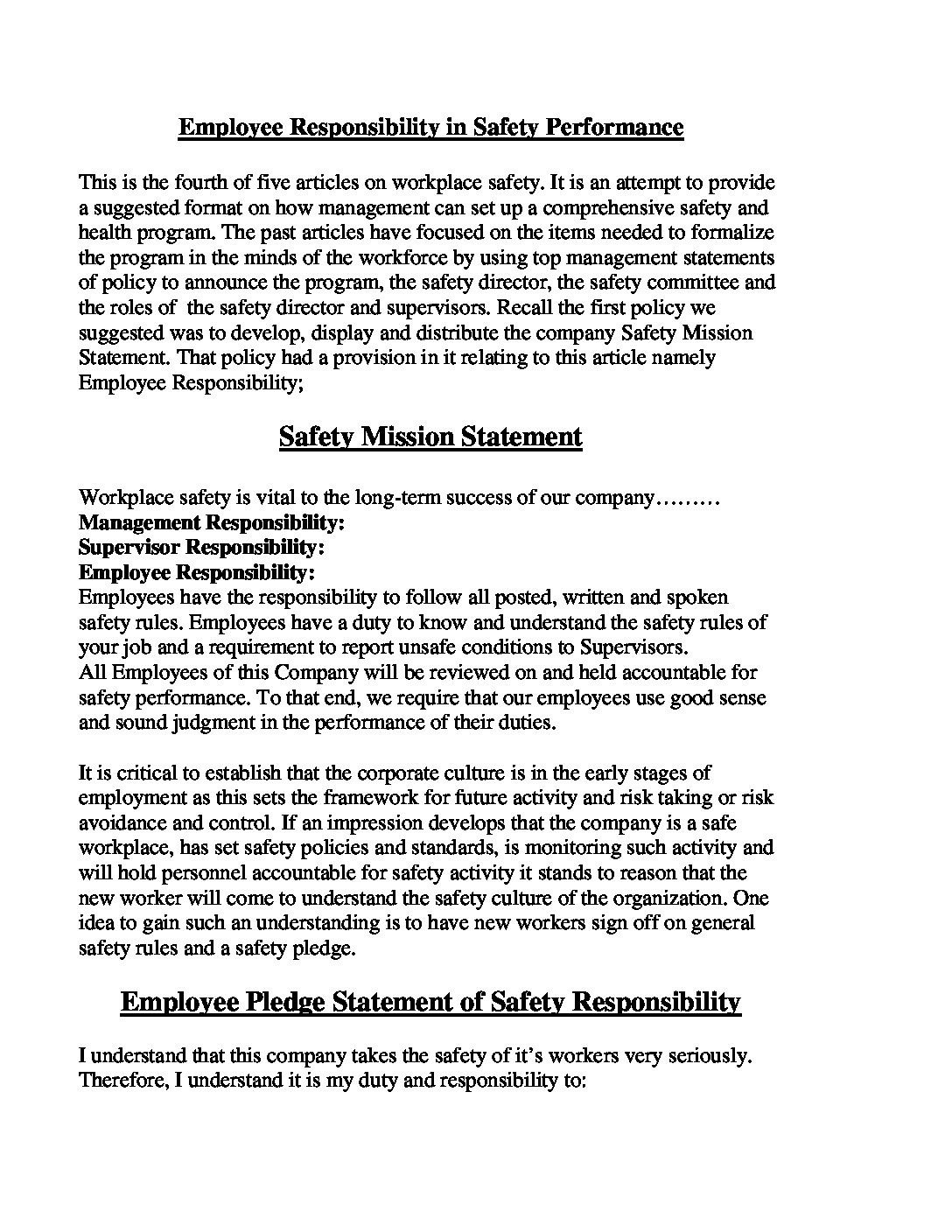 Series Employee Responsibility