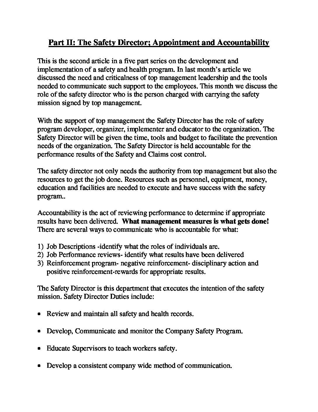 Series Safety Director