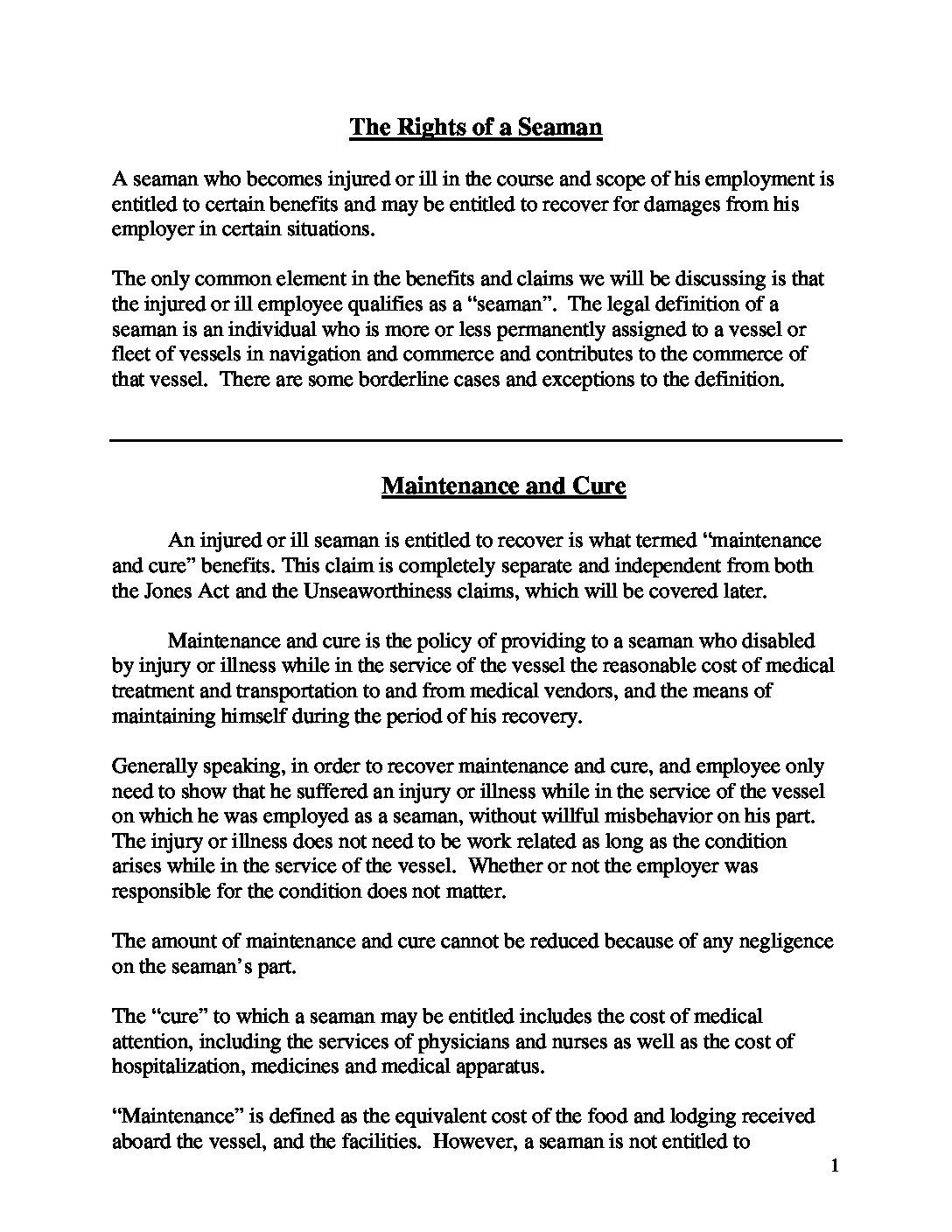 The Rights of A Seaman